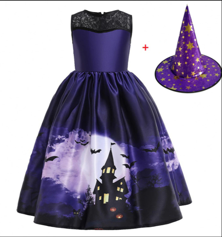 Halloween Prinzessinnenkleid mit bedrucktem Netz