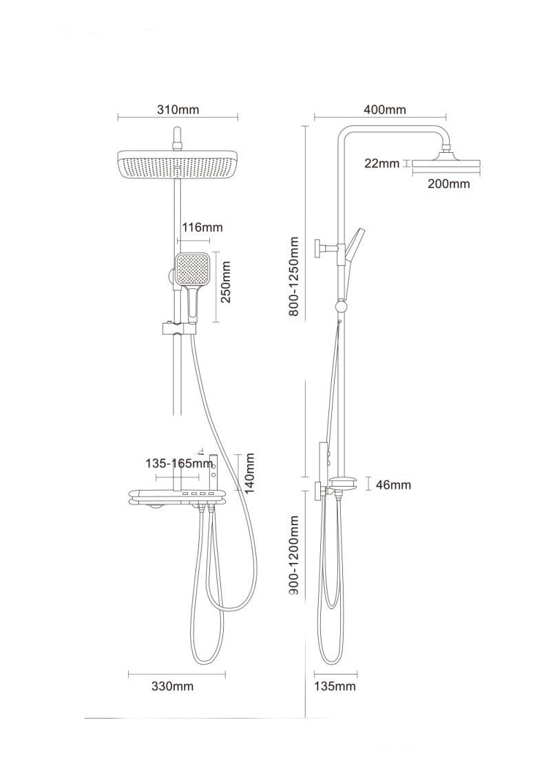 Home Dual Digital Display Ambient Light Thermostatic Shower Set