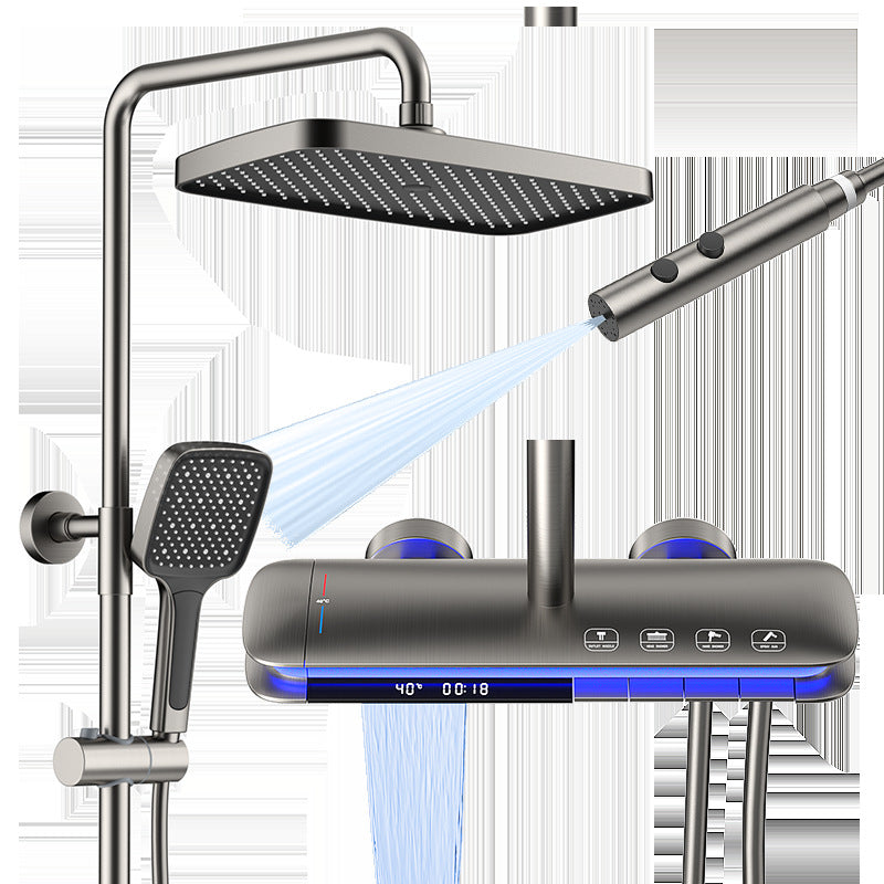 Set Doccia Termostatico con Doppio Display Digitale e Luce Ambiente per la Casa