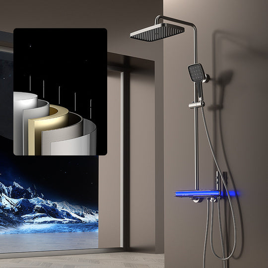 Set Doccia Termostatico con Doppio Display Digitale e Luce Ambiente per la Casa