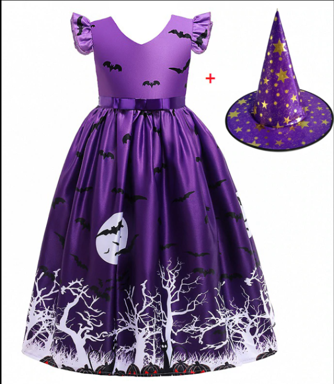 Halloween Prinzessinnenkleid mit bedrucktem Netz