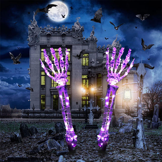 Decorazione Halloween: Mano Scheletrica Luminosa - Accessorio da Giardino Halloween con Mano Fantasma che Emette Luce LED