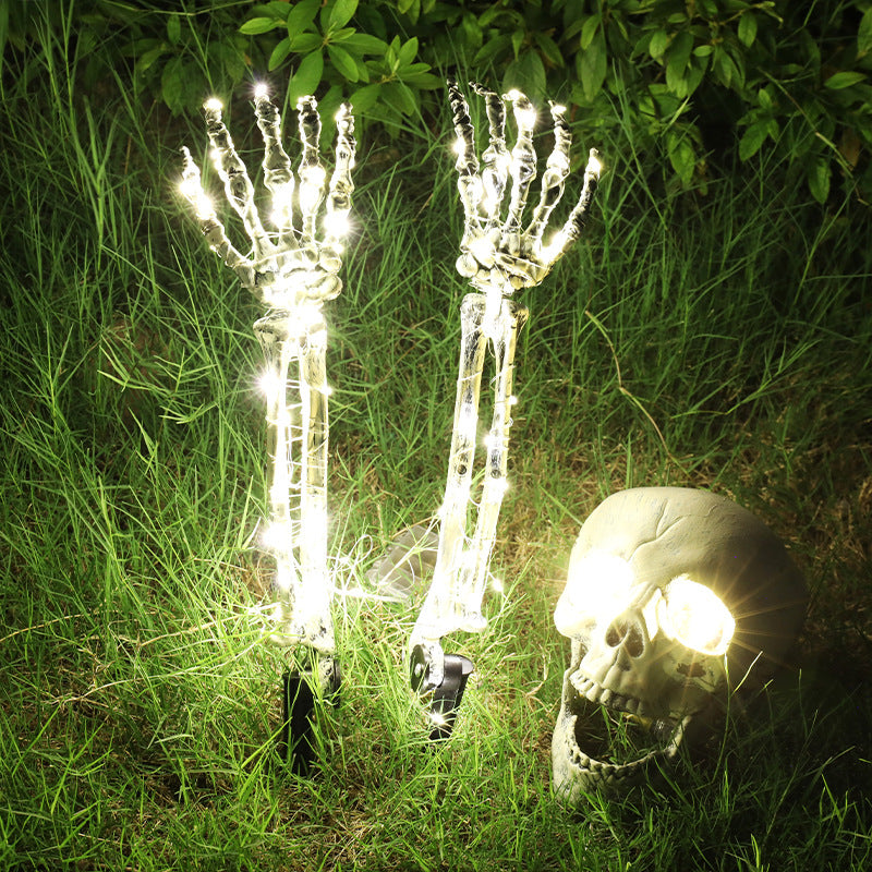 Decorazione Halloween: Mano Scheletrica Luminosa - Accessorio da Giardino Halloween con Mano Fantasma che Emette Luce LED