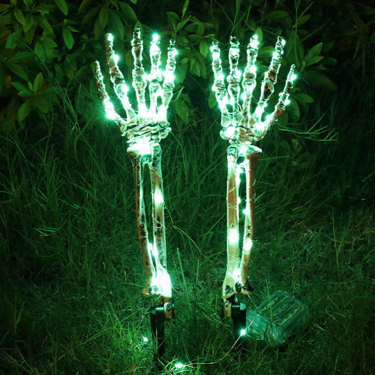 Decorazione Halloween: Mano Scheletrica Luminosa - Accessorio da Giardino Halloween con Mano Fantasma che Emette Luce LED