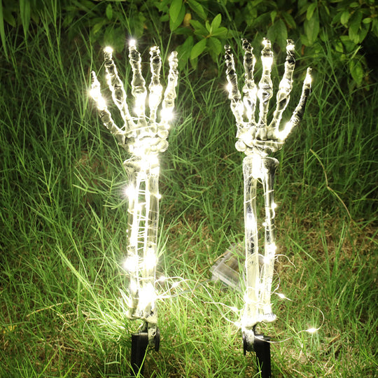 Decorazione Halloween: Mano Scheletrica Luminosa - Accessorio da Giardino Halloween con Mano Fantasma che Emette Luce LED