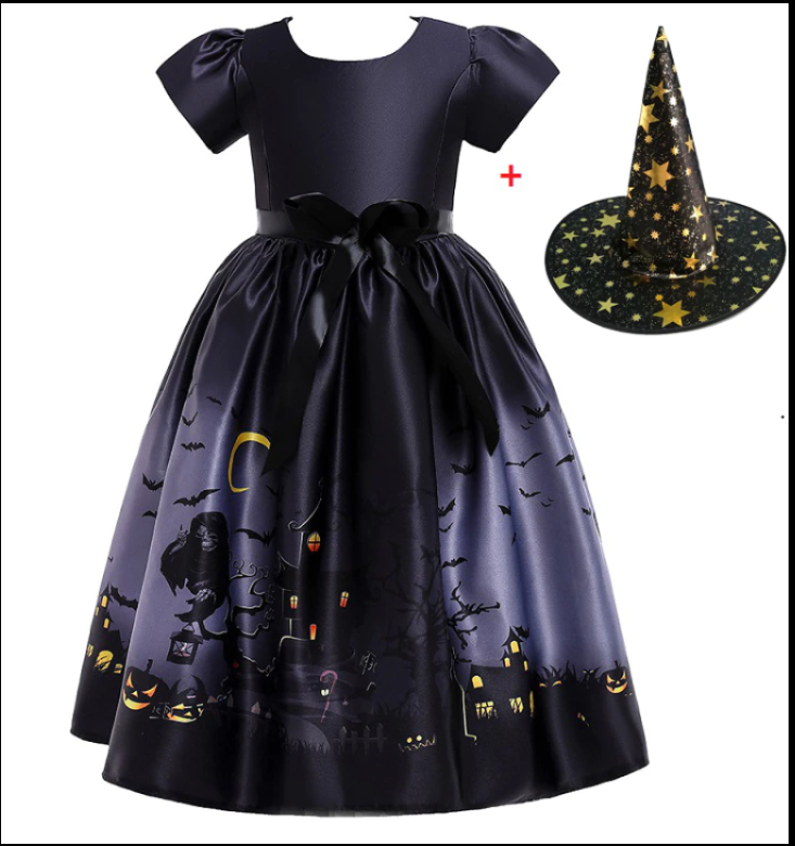 Vestito da Principessa Halloween con Rete Stampata