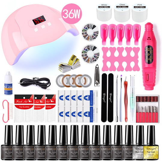 Kit de Gel pour Ongles avec Lampe UV de 54W