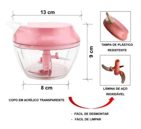 Mini Processore - Tritatutto Manuale a 3 Lame